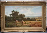 J. John Wilson, Harvesting Scene, oil on canvas