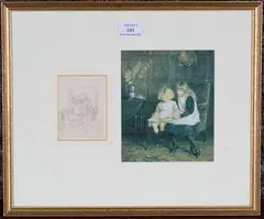 Helen Allingham, Preliminary Sketch for The Picture Book, pencil drawing