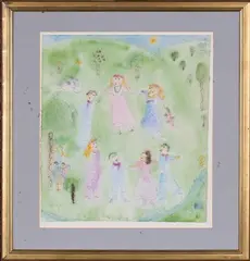 Dora Holzhandler, Maypole Dance, and Ring-a-Ring-o'-Roses, a pair of late 20th century watercolours with ink
