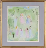 Dora Holzhandler, Maypole Dance, and Ring-a-Ring-o'-Roses, a pair of late 20th century watercolours with ink