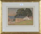 Joseph Southall, Grazing Sheep, Watchet, Somerset, 1915, pencil and pastel on buff paper