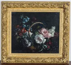 Stuart Scott Somerville, Basket of Roses, oil on canvas