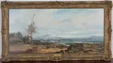 F.H. Oswald, Edinburgh from Burntisland, 1869, oil on panel