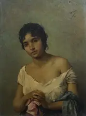 A Spanish Beauty by Manuel Ussel de Guimbarda, oil on canvas, sold Feb 2021
