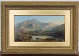 Alfred Augustus Glendening, Jr., A Highland Loch at Sunset, 1871, oil on millboard