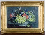 Stuart Scott Somerville, Flowers in a Bowl, oil on board