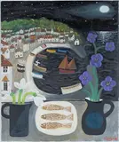 Mousehole Harbour by Alan Furneaux, oil on canvas, sold Feb 2021