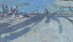 Shadows of Palms, Harbour Beach, Giglio, Italy by Tom Coates, oil on canvas, sold Feb 2021