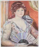 Tom Keating, Portrait of a Lady holding a Fan, pastel