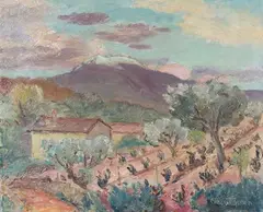 Southern Landscape by Hans Christiansen, oil on canvas, sold Feb 2021