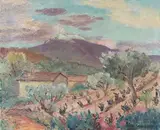 Hans Christiansen, Southern Landscape, oil on canvas