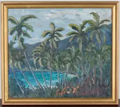 Noël Coward, Blue Harbour, oil on panel