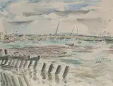 Peter Cumming, Shoreham Harbour, watercolour and ink