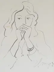 Homage to Henri Matisse with a Woman in Contemplation by Elmyr de Hory, brush and ink, sold Feb 2021