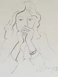Elmyr de Hory, Homage to Henri Matisse with a Woman in Contemplation, brush and ink