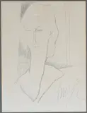 Elmyr de Hory, Homage to Amedeo Modigliani with a Head and Shoulders Portrait, pencil drawing