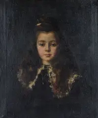 Henri Bénard, Head and Shoulders Portrait of a Girl identified as Aliette de Pigeard, oil on canvas