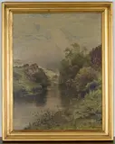 John Adams Whipple, View along a River, oil on canvas