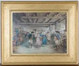 Ambrose Dudley, The Barn Dance, watercolour with gouache