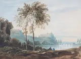 John Varley, Capriccio View with Castle and Bridge in the distance