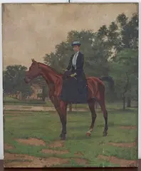 Francesca Stuart Sindici, Lady on Horseback, oil on canvas