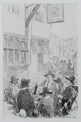 Ernest Howard Shepard, The Town Musique (Cambridge), pen and ink over pencil traces