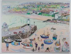 Linda Weir, Waving, St Ives Harbour, oil on canvas