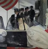 Julia Heseltine, The Bride and the Mourners, oil on board
