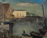 Henry Ludlow, La Vieux Bassin, Honfleur, oil on board