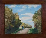 Stuart Scott Somerville, Figure on a Country Lane, 1931, oil on board