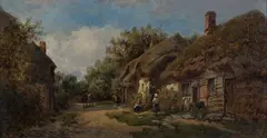 William Pitt, Old Cottages, Rushton, Wilts, 1880, oil on canvas