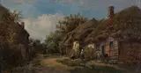 William Pitt, Old Cottages, Rushton, Wilts, 1880, oil on canvas