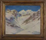 Fritz Osswald, Piz Palü von Berninapass' (Alpine Mountain Scene), 1930, oil on board