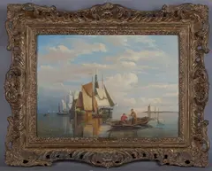 William Raymond Dommersen, Dutch Maritime View, 1881, oil on panel