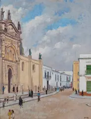 H. M. Bateman, Malta Street Scene, oil on canvas