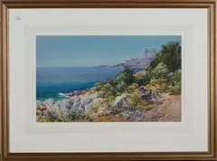 The Coast at Cap Martin by Louis Ernest Lessieux, watercolour, sold Mar 2020