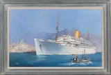Colin Verity, Royal Mail Lines SS Andes cruising in the Mediterranean, 1998, oil on canvas-board