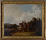 William Shayer, Landscape with Gypsy Encampment, Horse, Donkey and Figures