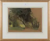 Edward Stott, Woodland Study, pastel