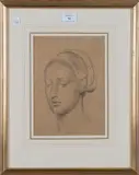 Edward Stott, Female Head Study, pencil
