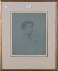 James Charles, A Note of My Friend Stott' (Half Length Portrait of Edward Stott), 1894, pencil with chalk