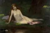 Henri Linguet, Maiden wearing a Diaphanous Gown by the Water's Edge, possibly Ophelia, oil on canvas