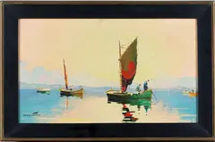 Cecil R. D'Oyly-John, Off Cap d'Antibes, South of France, oil on canvas