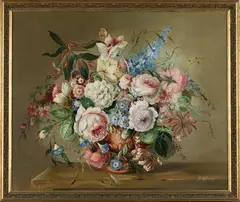 G.A. Pumfrey, Still Life of Flowers in an Urn, oil on canvas