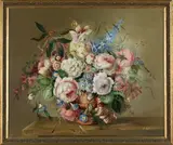 G.A. Pumfrey, Still Life of Flowers in an Urn, oil on canvas