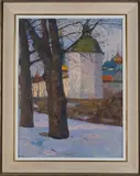 Nicolai Barchenkov, Towards Evening' (Winter Landscape, Russia), oil on board