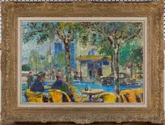 Charles Mozley, Parisian Street Scene, oil on canvas
