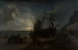 Edward Charles Williams, Unloading a Collier, Night Scene Hastings, 1857, oil on canvas