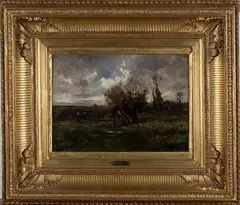 Landscape with Trees and Dark Skies by Auguste Balouzet, oil on canvas, sold Dec 2019