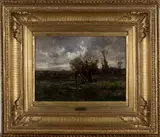 Auguste Balouzet, Landscape with Trees and Dark Skies, oil on canvas